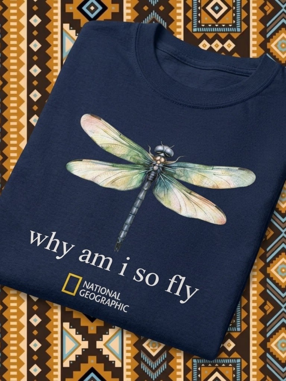 National Geographic Navy Dragonfly Tee with Iridescent Wings
